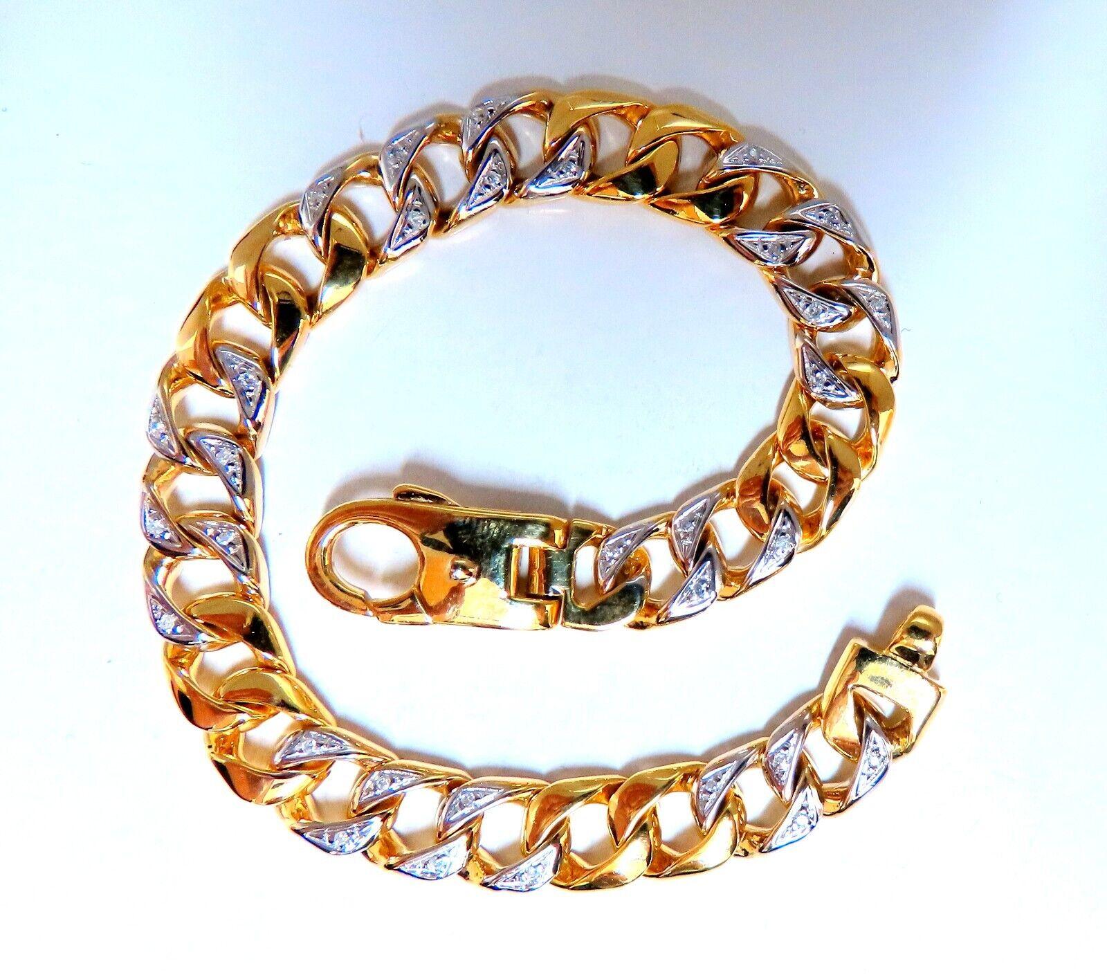 14kt Mens Classic Figaro Bracelet .22ct diamonds For Sale 2