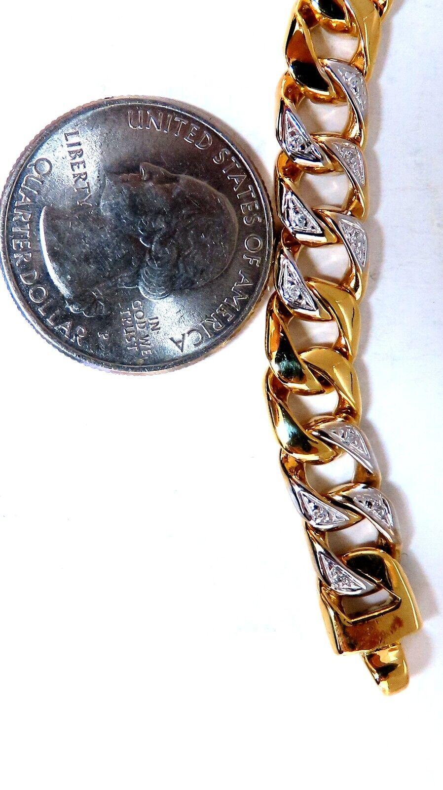 14kt Mens Classic Figaro Bracelet .22ct diamonds For Sale 3