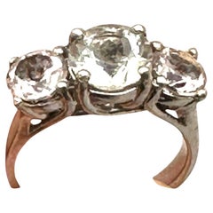 14kt Morganite and Prasiolite 3-stone Gemstone Ring 3.75 karat total weight ￼