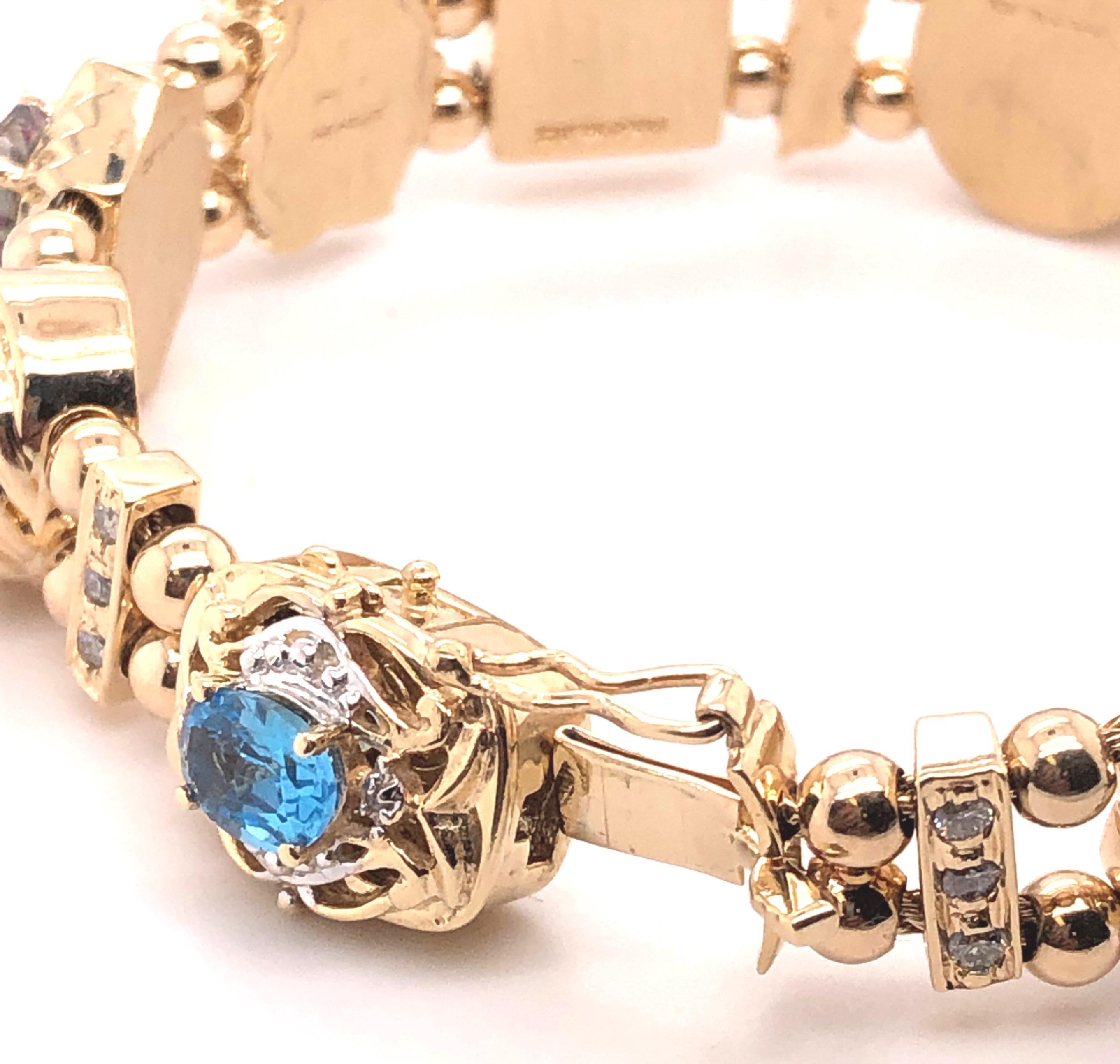 14kt Multi-Gem & Diamond Slide Bracelet In Good Condition In Towson, MD