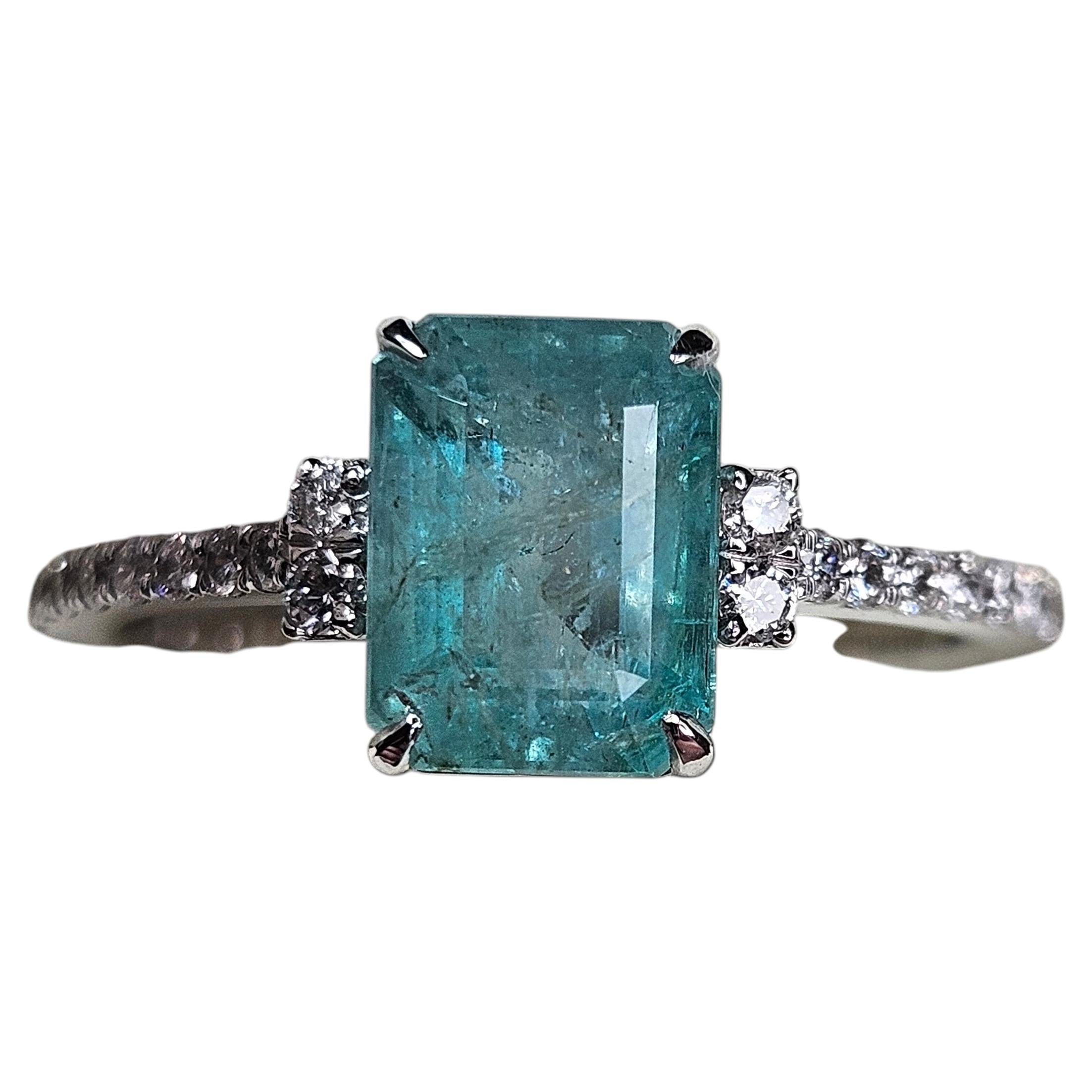 14kt. Natural 1.62ct. Emerald Ring with Natural 0.24ct. Accent Diamonds