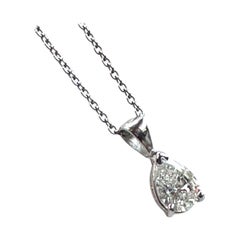 14Kt. Natural .85 Carat Pear Diamond Certified SI2-H Pendant 
Chain