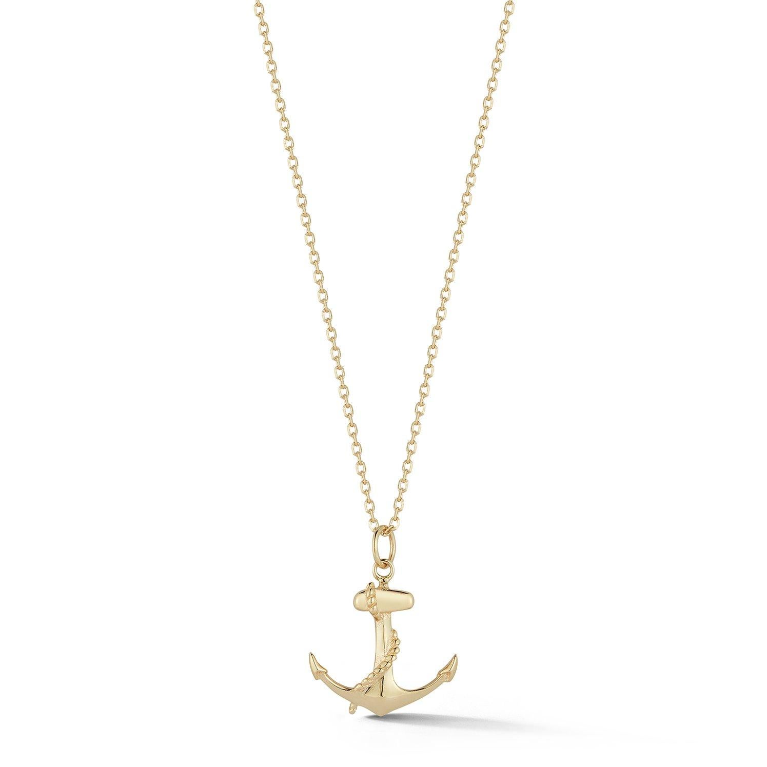 Modern 14kt Nautical Anchor Necklace For Sale