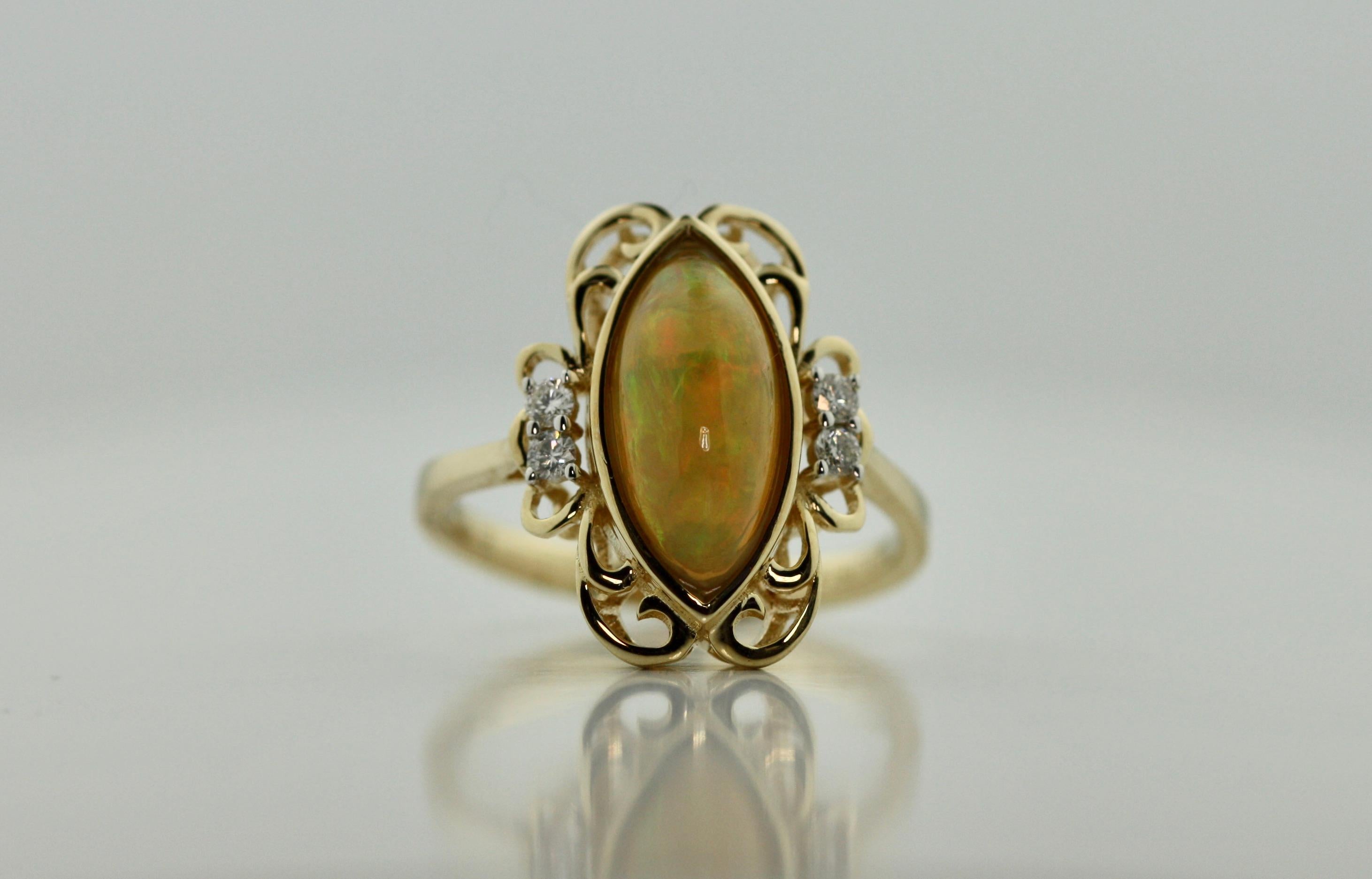 14 Karat Opal and Diamond Ring 2