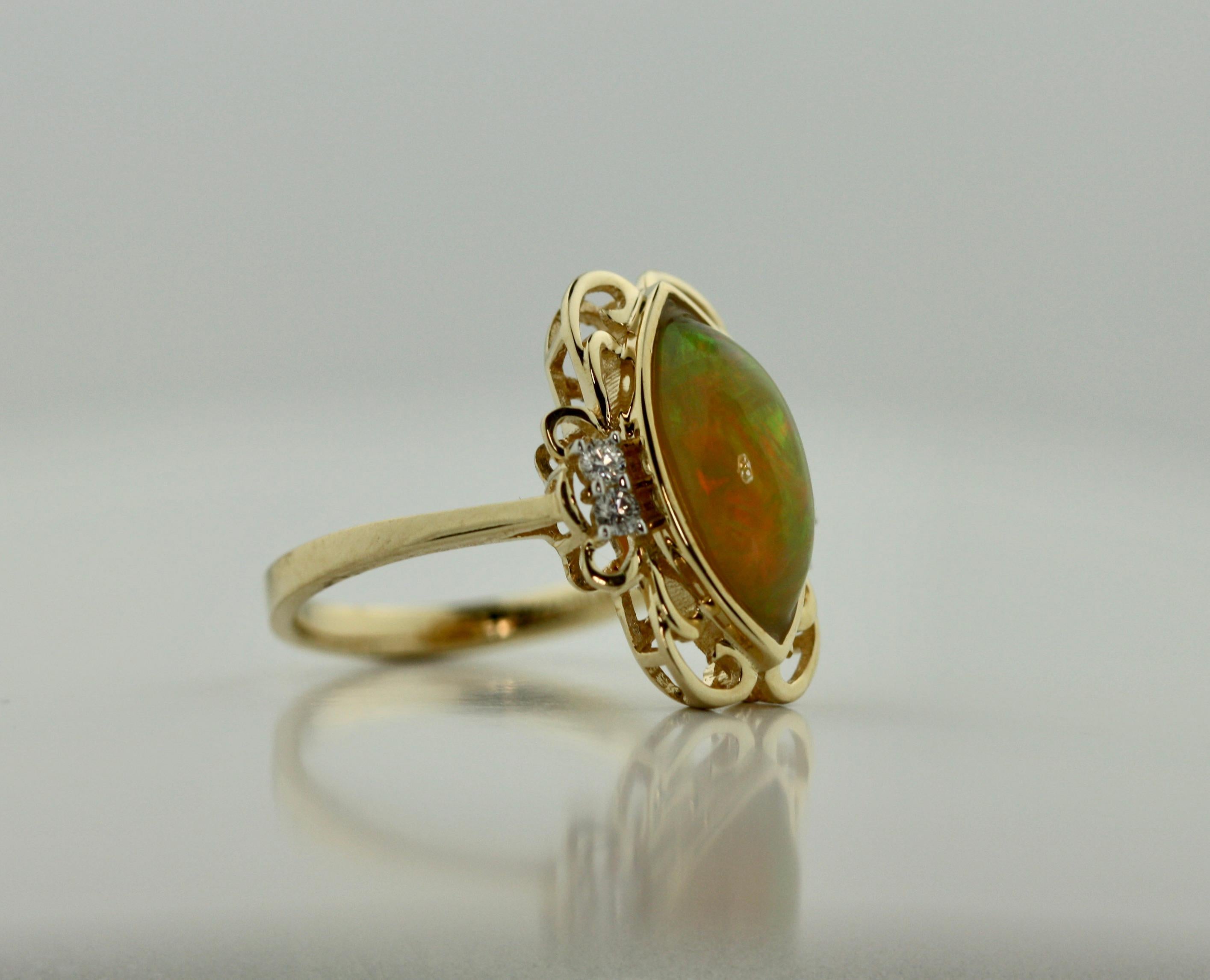 14 Karat Opal and Diamond Ring 4