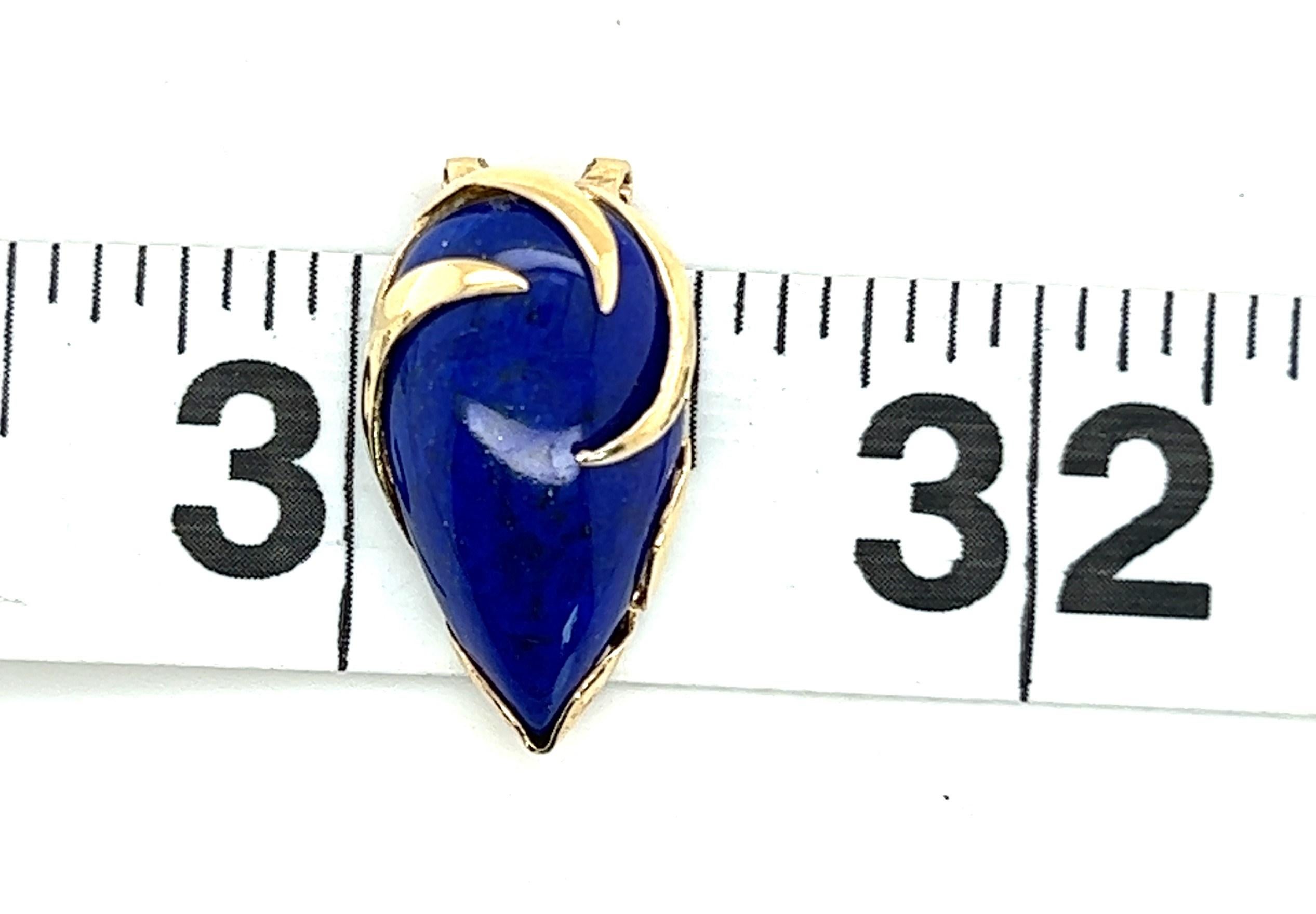 Cabochon 14kt Pear Shaped Lapis Lazuli Clip on Earrings  For Sale
