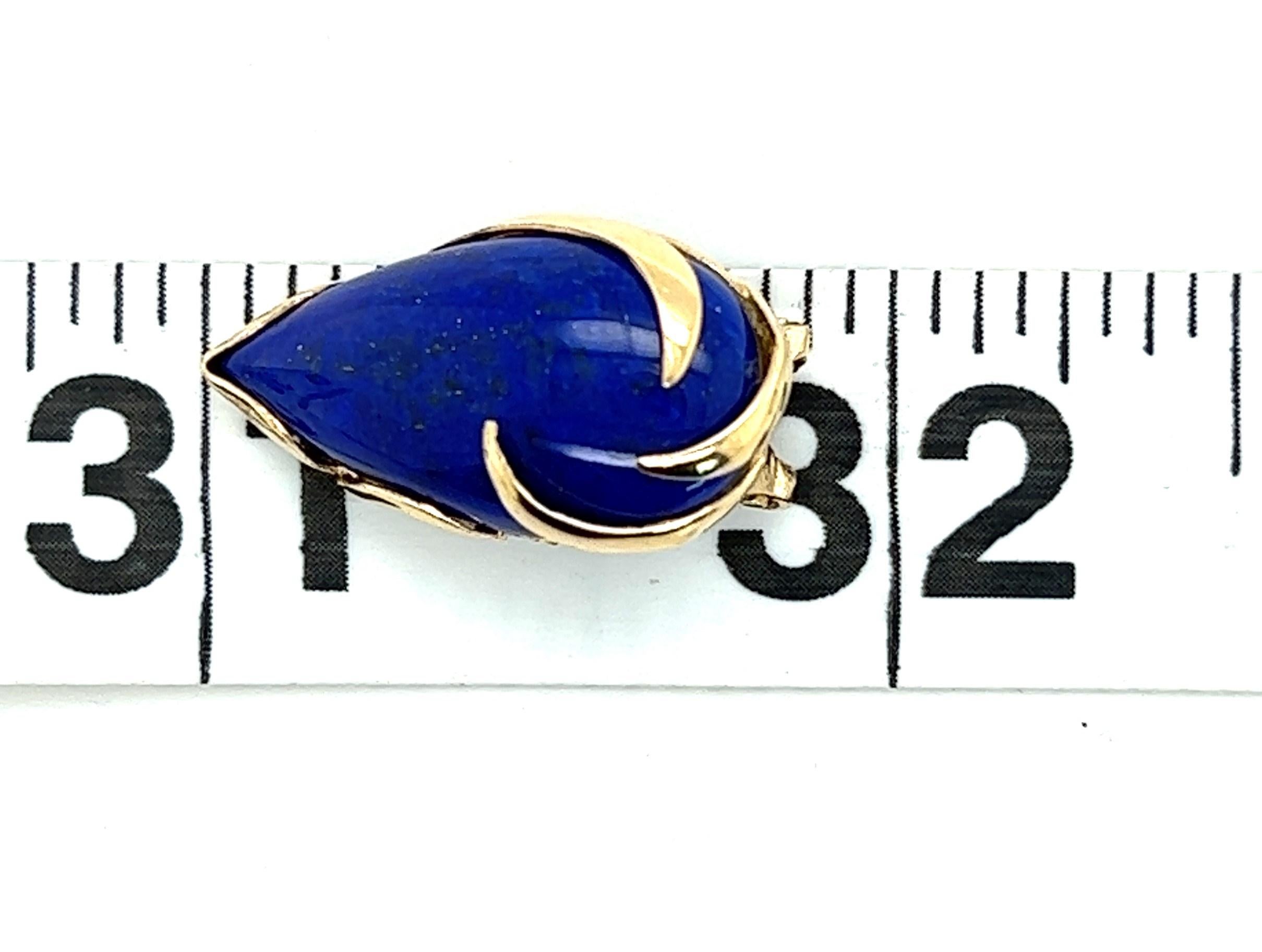 14kt Pear Shaped Lapis Lazuli Clip on Earrings  In Good Condition For Sale In Towson, MD