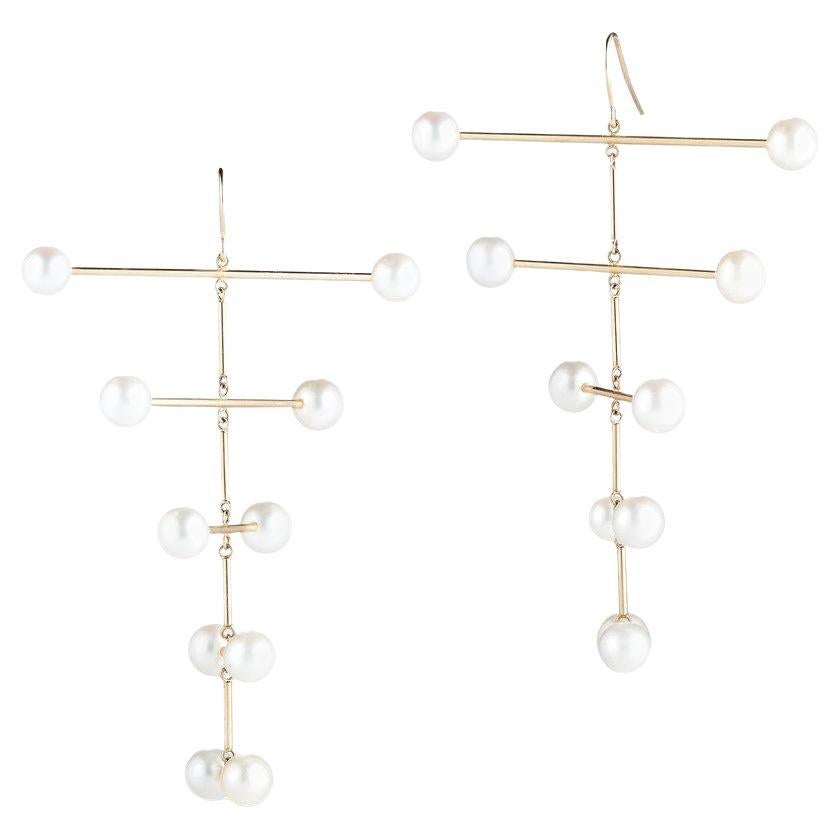 14kt Perle Mobile-Ohrring im Angebot