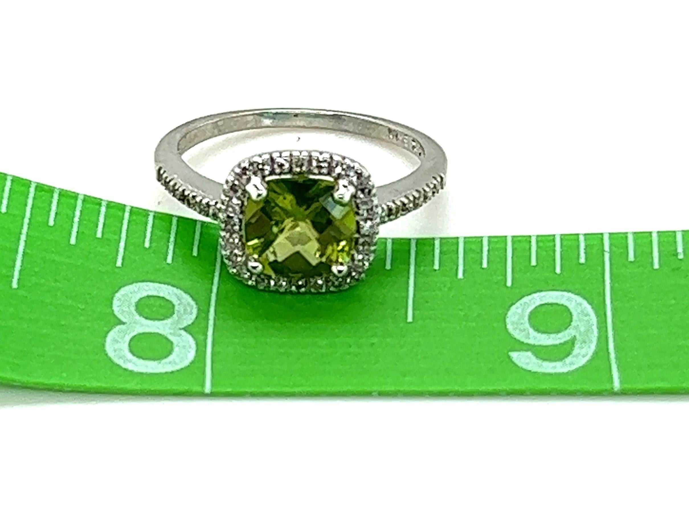 Women's or Men's 14kt Peridot with Diamond Halo Ring  For Sale