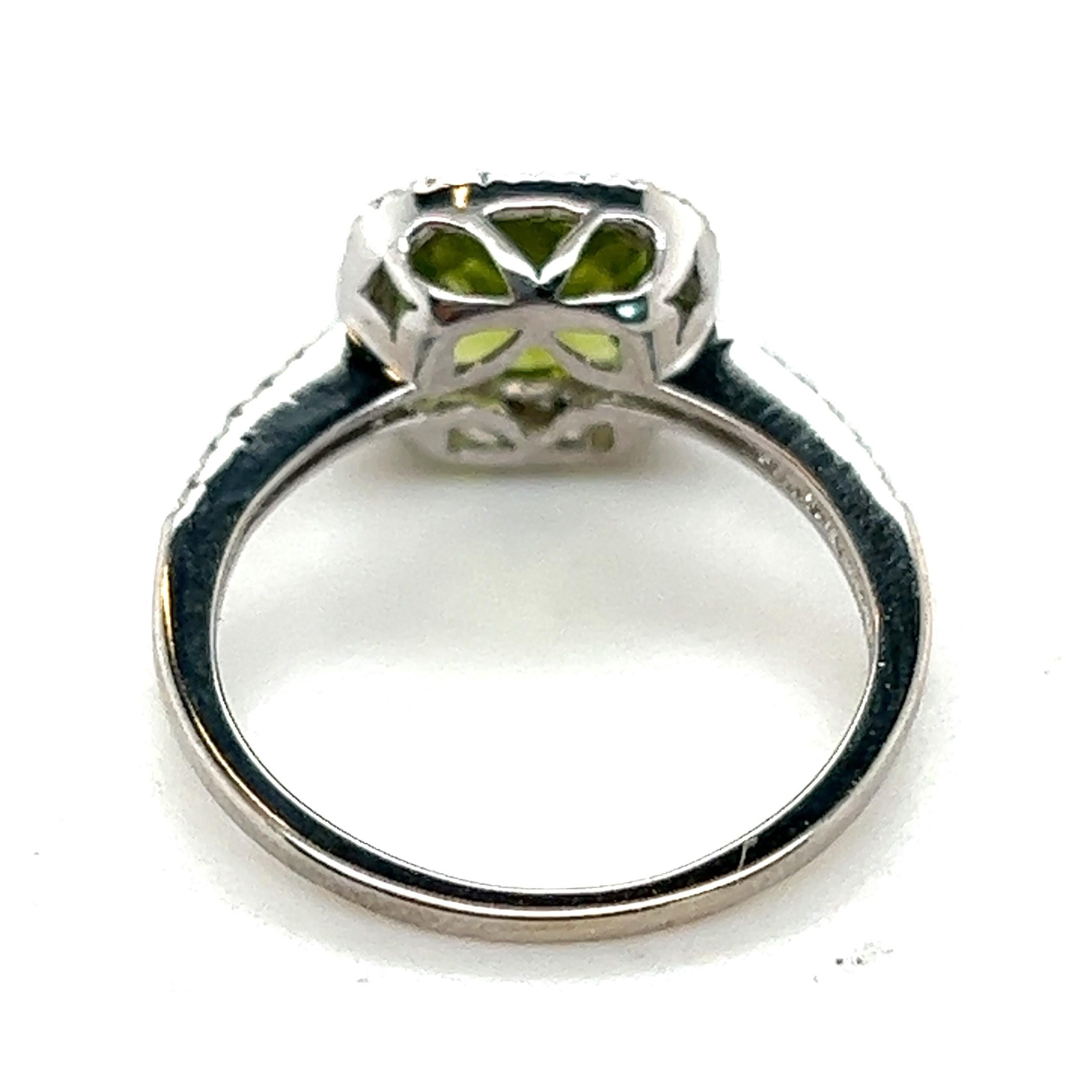 14kt Peridot with Diamond Halo Ring  For Sale 1