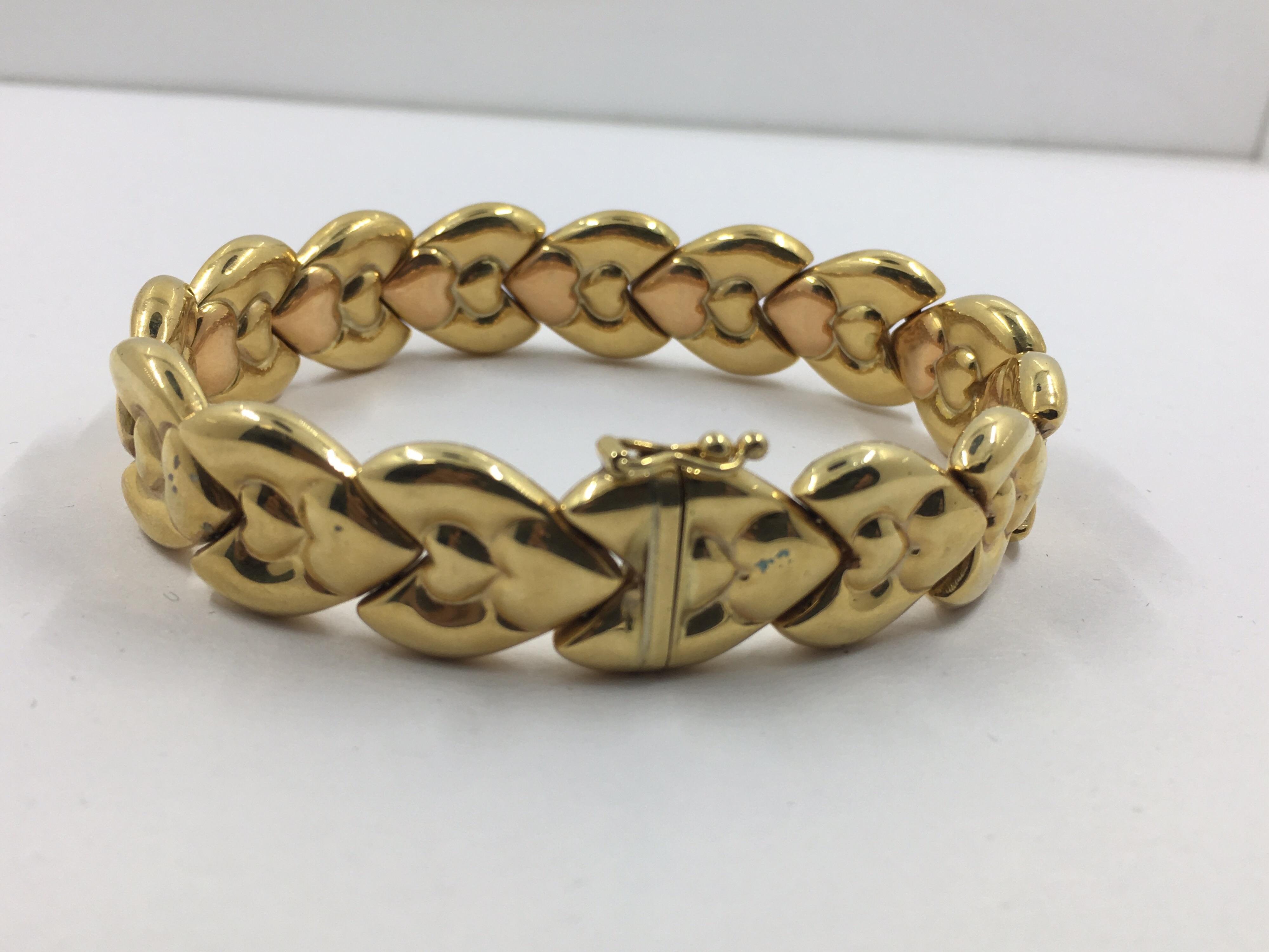 14 Karat Pink and Yellow Gold Bracelet In New Condition For Sale In Wilmington, DE