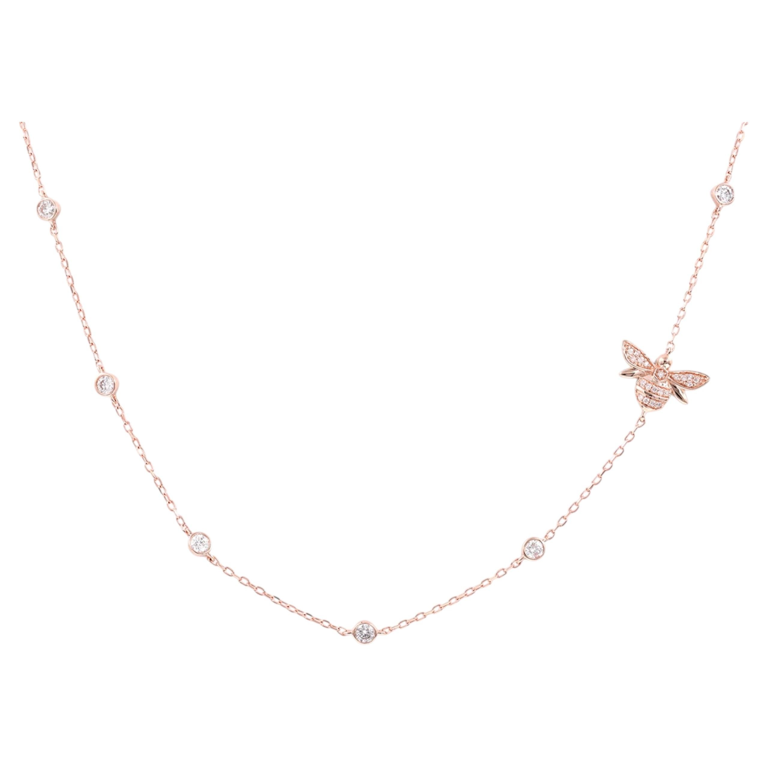 Collar Mariposa de Oro Rosa de 14 KT