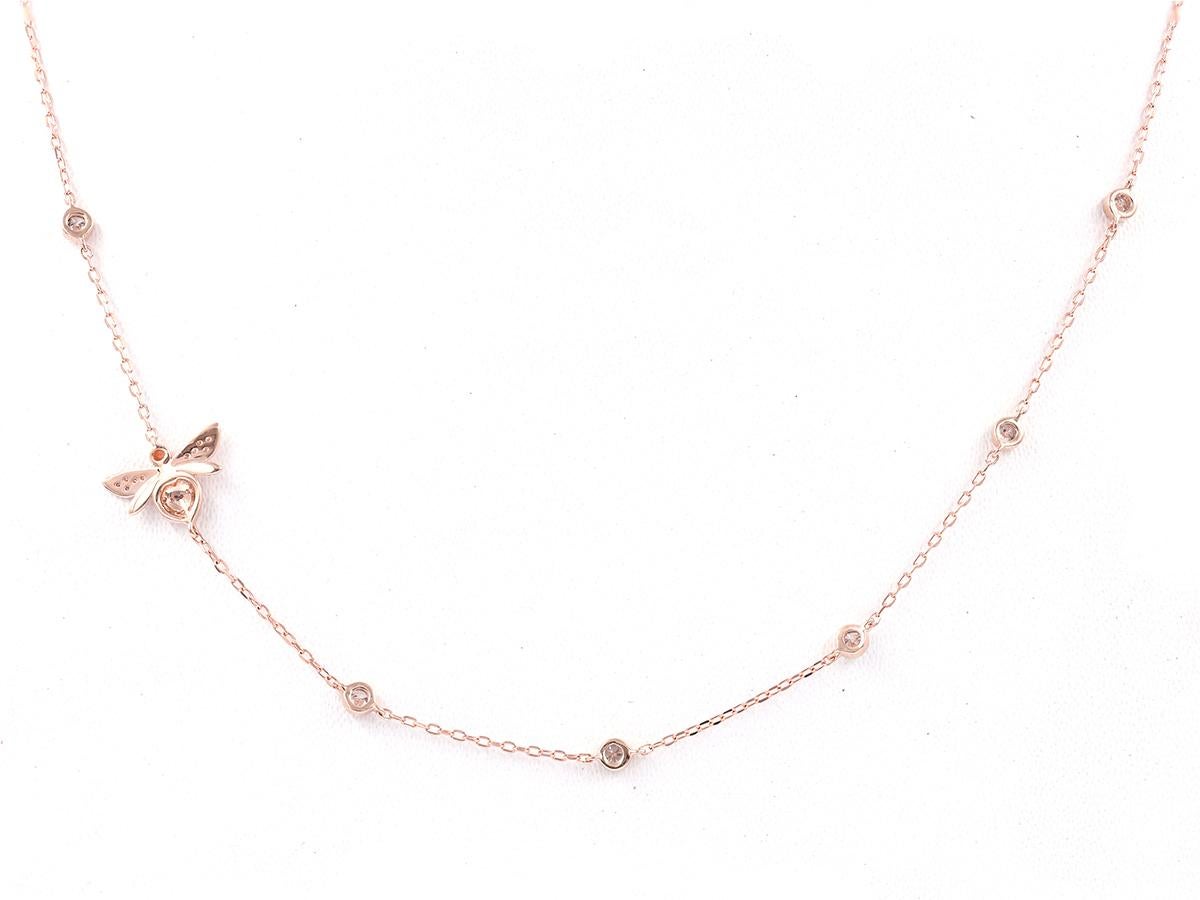 Collana con farfalle in oro rosa 14KT e pietre pavé