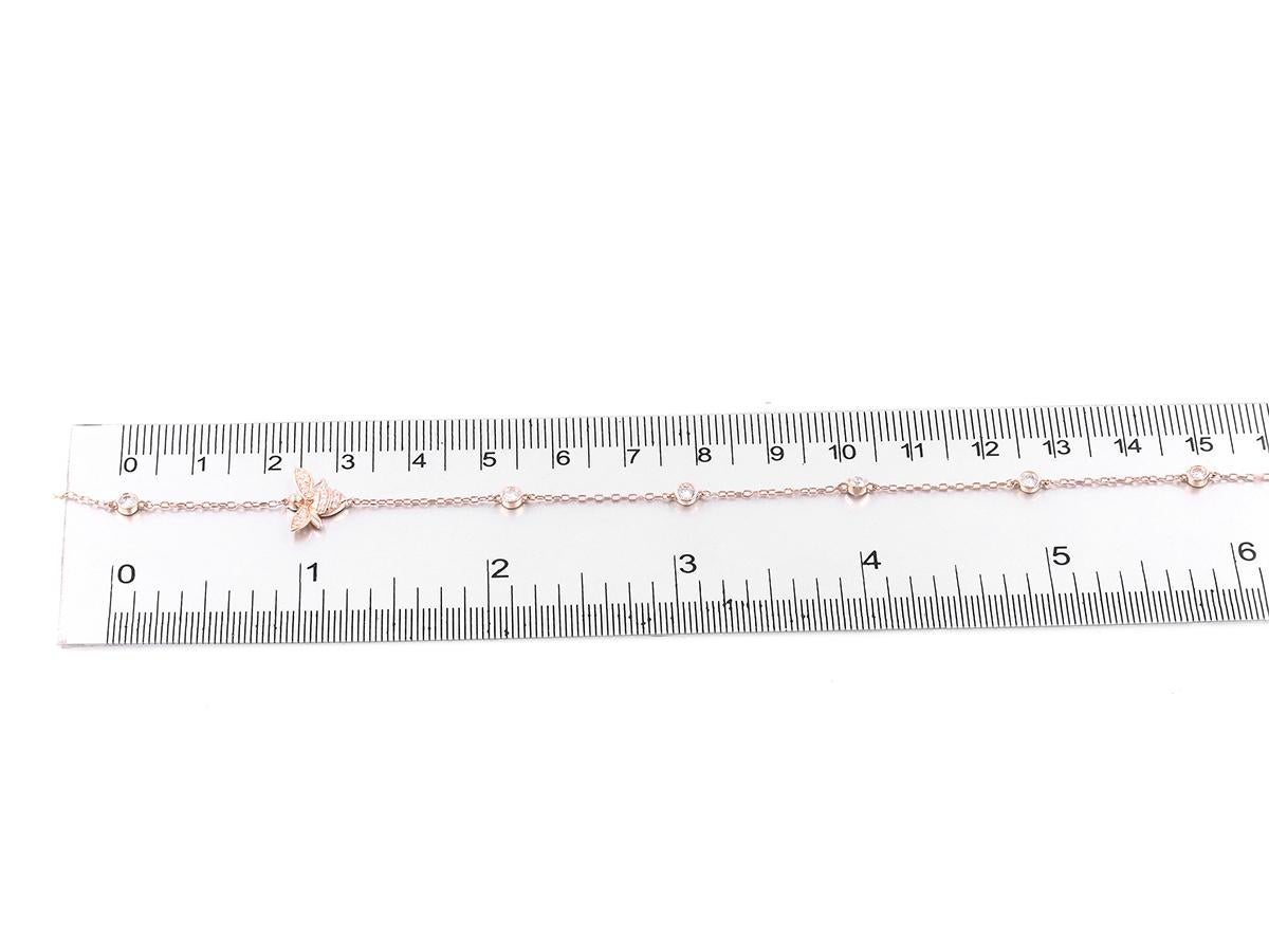 Collana con farfalle in oro rosa 14KT e pietre pavé