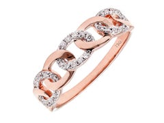14KT Pink Gold Diamond Cuban Link Fashion Ring