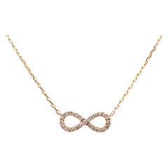 14KT Pink Gold Diamond Infinity Pendant Necklace, Contemporary Design
