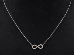 14KT Pink Gold Diamond Infinity Pendant Necklace, Contemporary Design