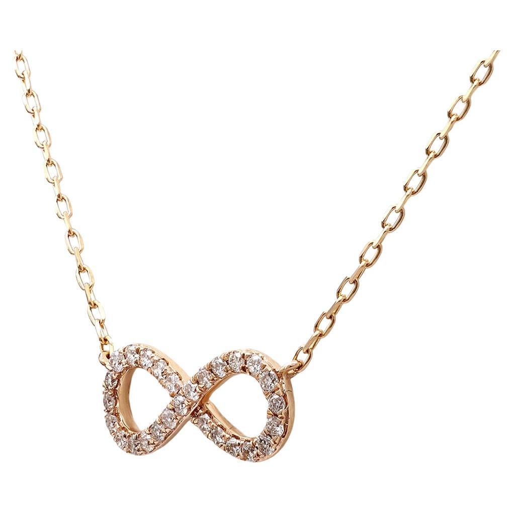 Collier à pendentif infini en or rose 14KT et diamants