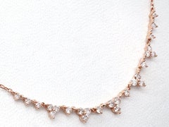 14KT Pink Gold Graduated Diamond Curved Bar Necklace