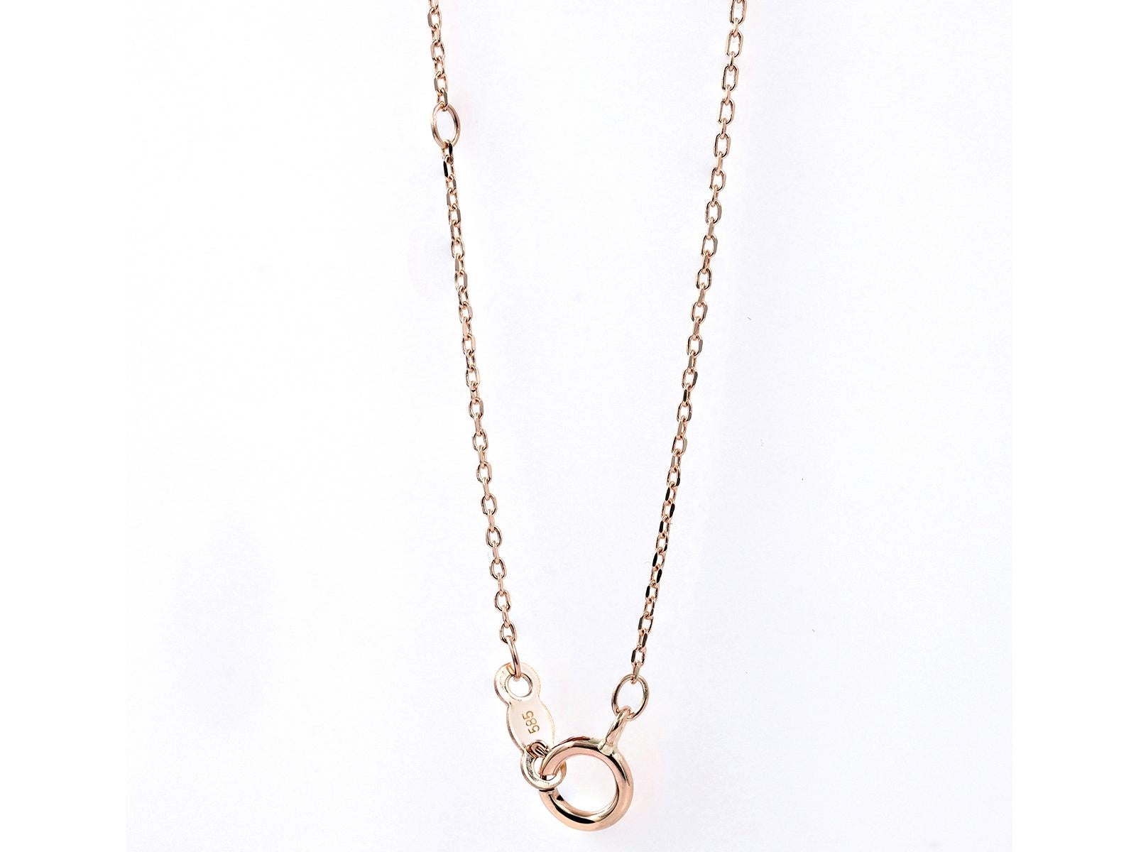 14KT Pink Gold Abgestufte Diamond Curved Bar Halskette Damen im Angebot