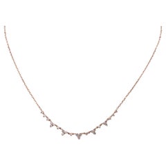 14KT Pink Gold Graduated Diamond Curved Bar Necklace