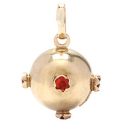 14KT Red Stone Orb Charm