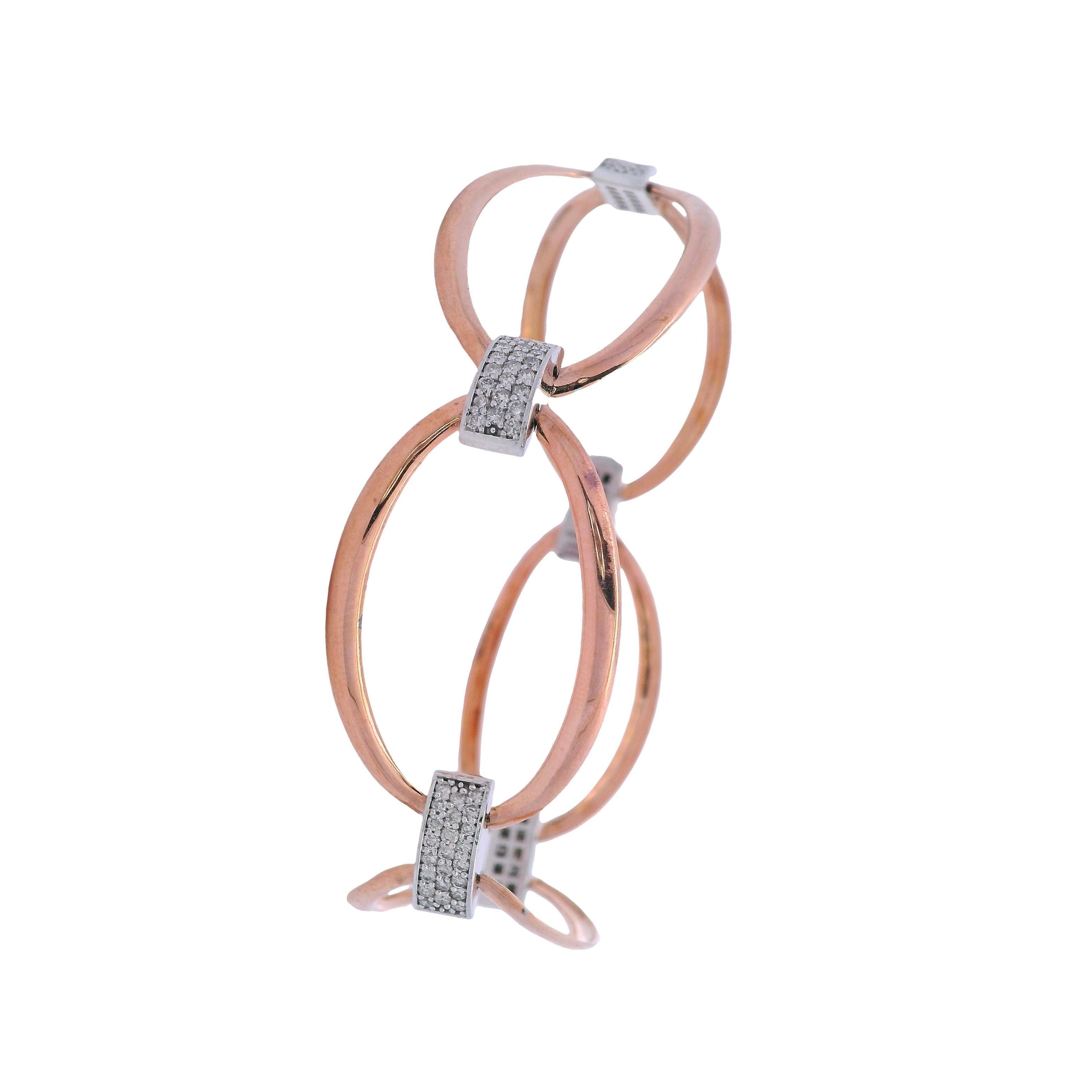 Pulsera de oro rosa y blanco de 14 quilates con diamantes