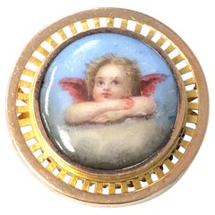 14kt Rose and Yellow Gold Victorian Enamel Cherub Pendant