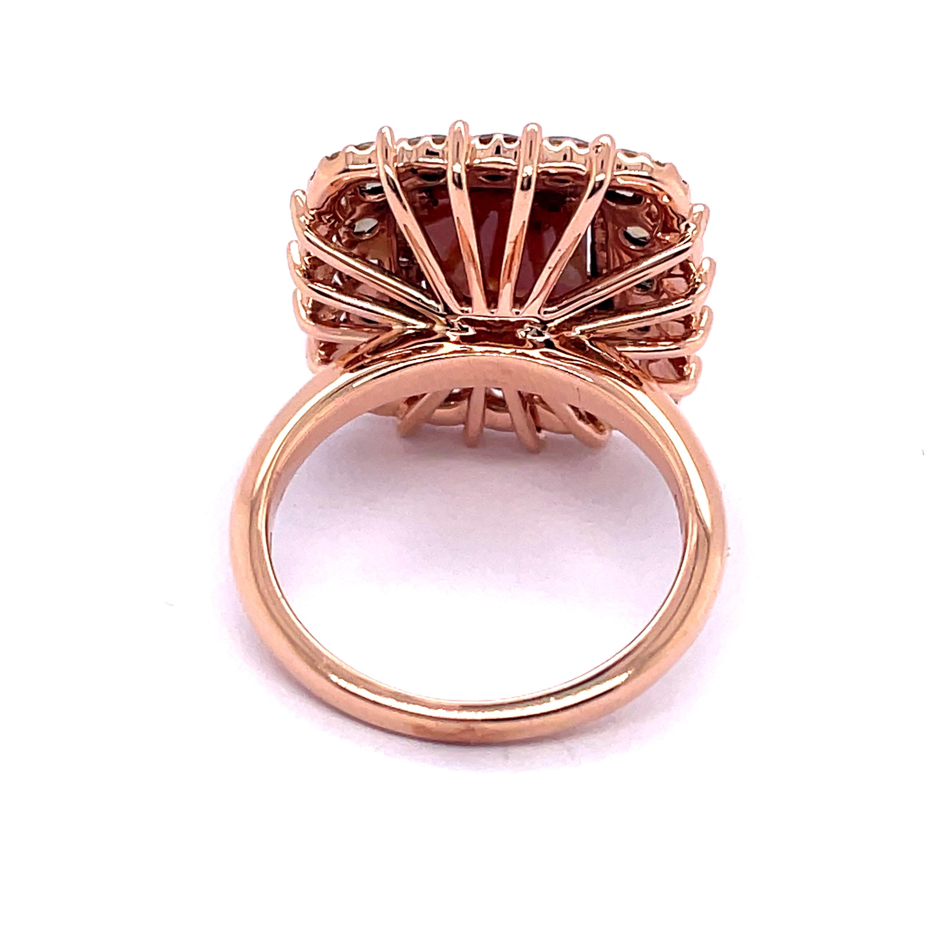 Mixed Cut 14Kt Rose Gold 3.25ct Diamond Cocktail Ring For Sale