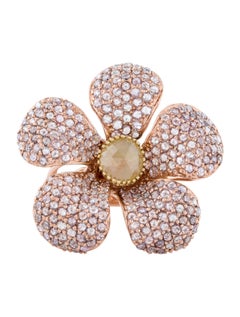 14kt Rose Gold 6.35ct Diamond Flower Cocktail Ring