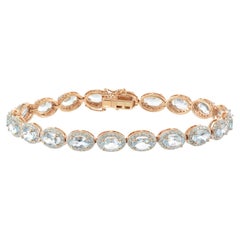14KT Rose Gold Aquamarin und Diamant-Armband