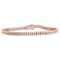 14KT Rose Gold Classic Double Row Diamond Tennis Bracelet