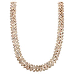 14kt Rose Gold Cuban Link Chain With 82.60ct Diamonds