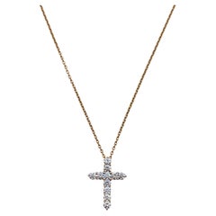 14KT Rose Gold Diamond Cross Pendant with Necklace