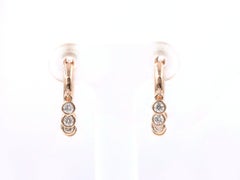 14KT Rose Gold Diamond Dangle Huggie Hoop Earrings