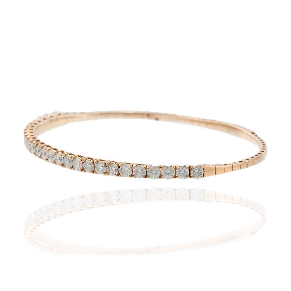 De las mujeres Brazalete flexible de diamantes en oro rosa de 14 quilates en venta