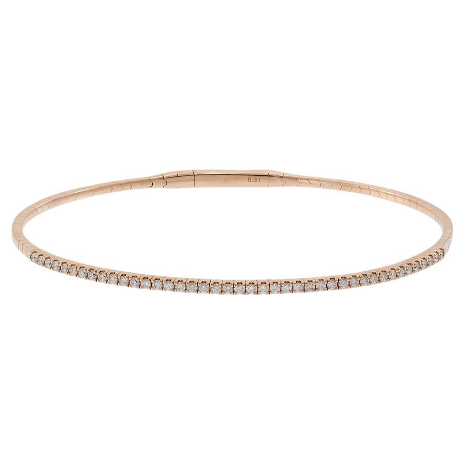 14KT Rose Gold Diamond Flex Bangle For Sale