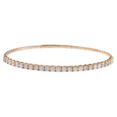 Bracelet flexible en or rose 14KT avec diamants
