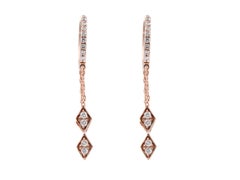 14KT Rose Gold Diamond Geometric Tassel Gold Huggie Drop Earrings