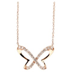 14KT Rose Gold Diamond Pave Butterfly Silhouette Necklace