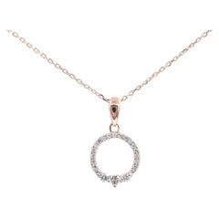 14KT Rose Gold Diamond Pave Circle "O" Pendant Necklace