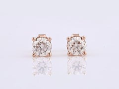 14KT Rose Gold Diamond Stud Earrings – 2.05 Carat Total Weight