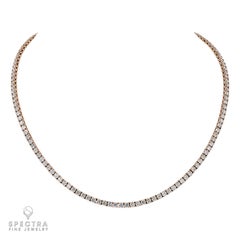 14kt Rose Gold Diamond Tennis Necklace, 11.82ct, G-H Color, VS Clarity