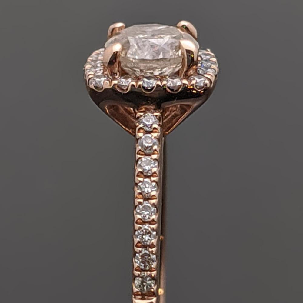 Round Cut 14 Karat Rose Gold Diamonds Ring For Sale