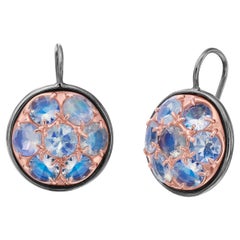 Used 14 Karat Rose Gold Drop Earring Set in Sterling Silver with Blue Moonstone