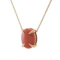 14KT Rose Gold Genuine Coral Pendant Necklace