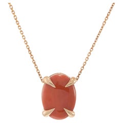 14KT Rose Gold Genuine Coral Pendant Necklace
