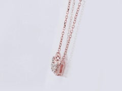 14KT Rose Gold Graduated Round Diamond Heart Design Necklace