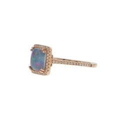 14KT Rose Gold Opal & Diamond Ring