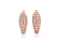 14KT Rose Gold Pave Diamond Wide Huggie Hoop Earrings